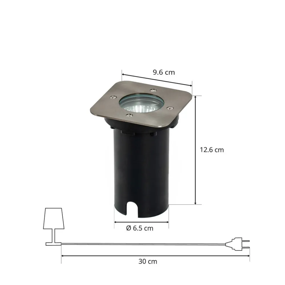 PRIOS Riya nedfelt lampe, kantet, stål| Kommersiell Utebelysning|Nedfelt Utebelysning