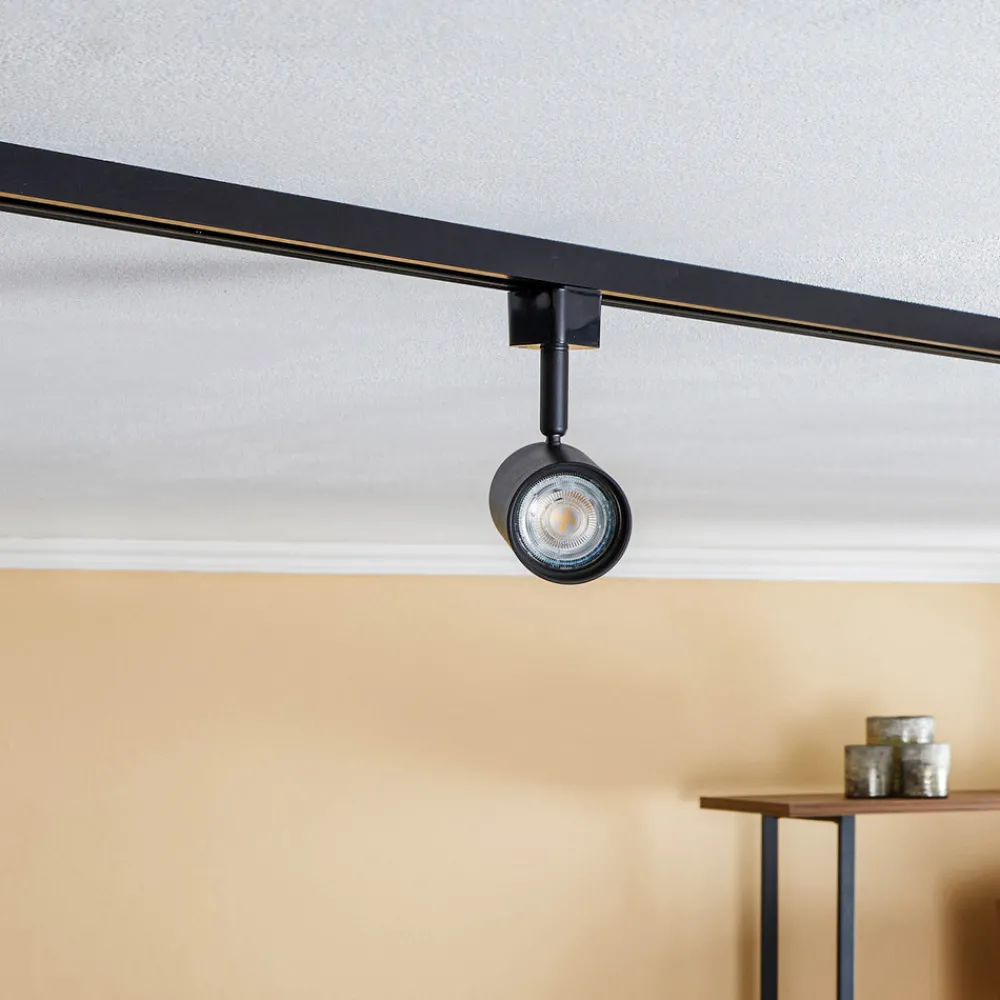 PRIOS skinnespotlight Jorell, svart, 1 lyskilde, GU10, metall Hot