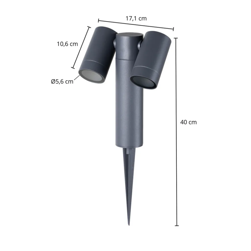 PRIOS spot med jordspyd Tulimar, 40 cm, svart, 2 lyskilder New