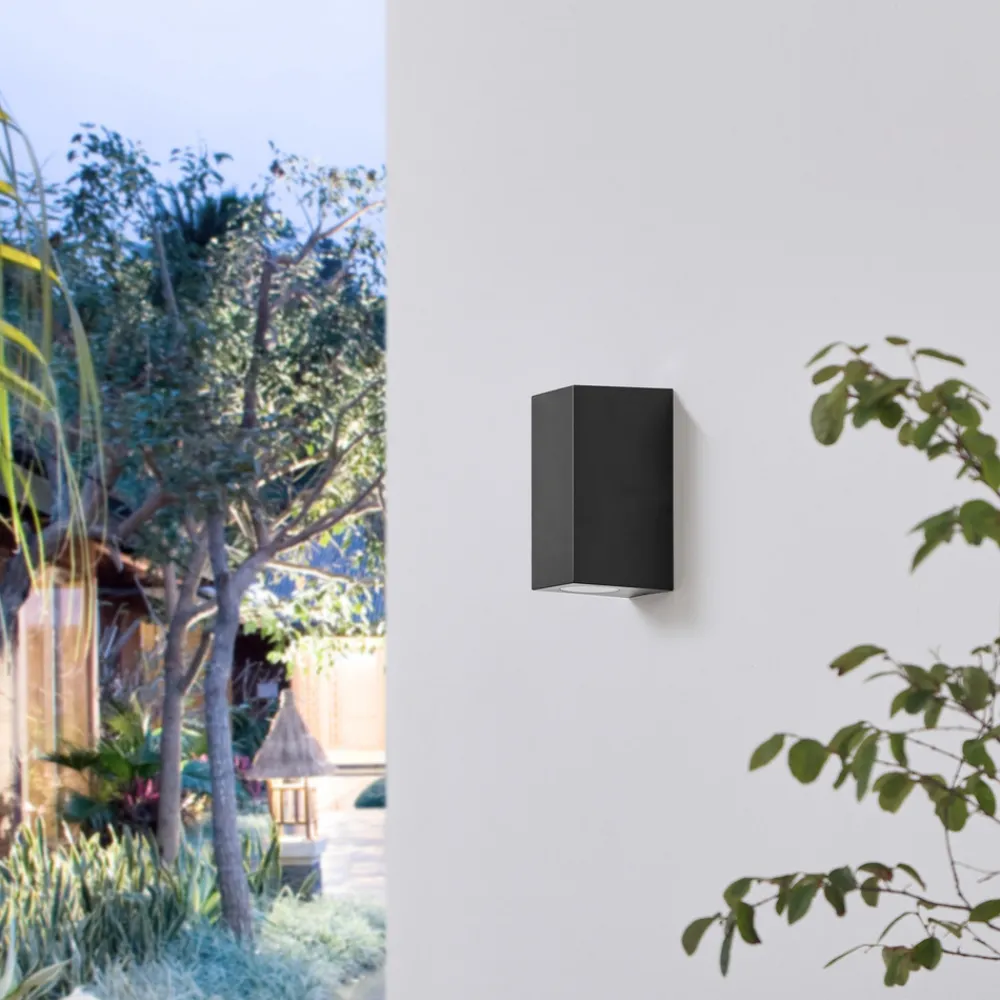 PRIOS utendørs vegglampe Irfan kantet svart 15,5cm Sale