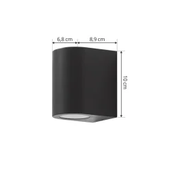 PRIOS utendørs vegglampe Irfan rund svart 10 cm Sale