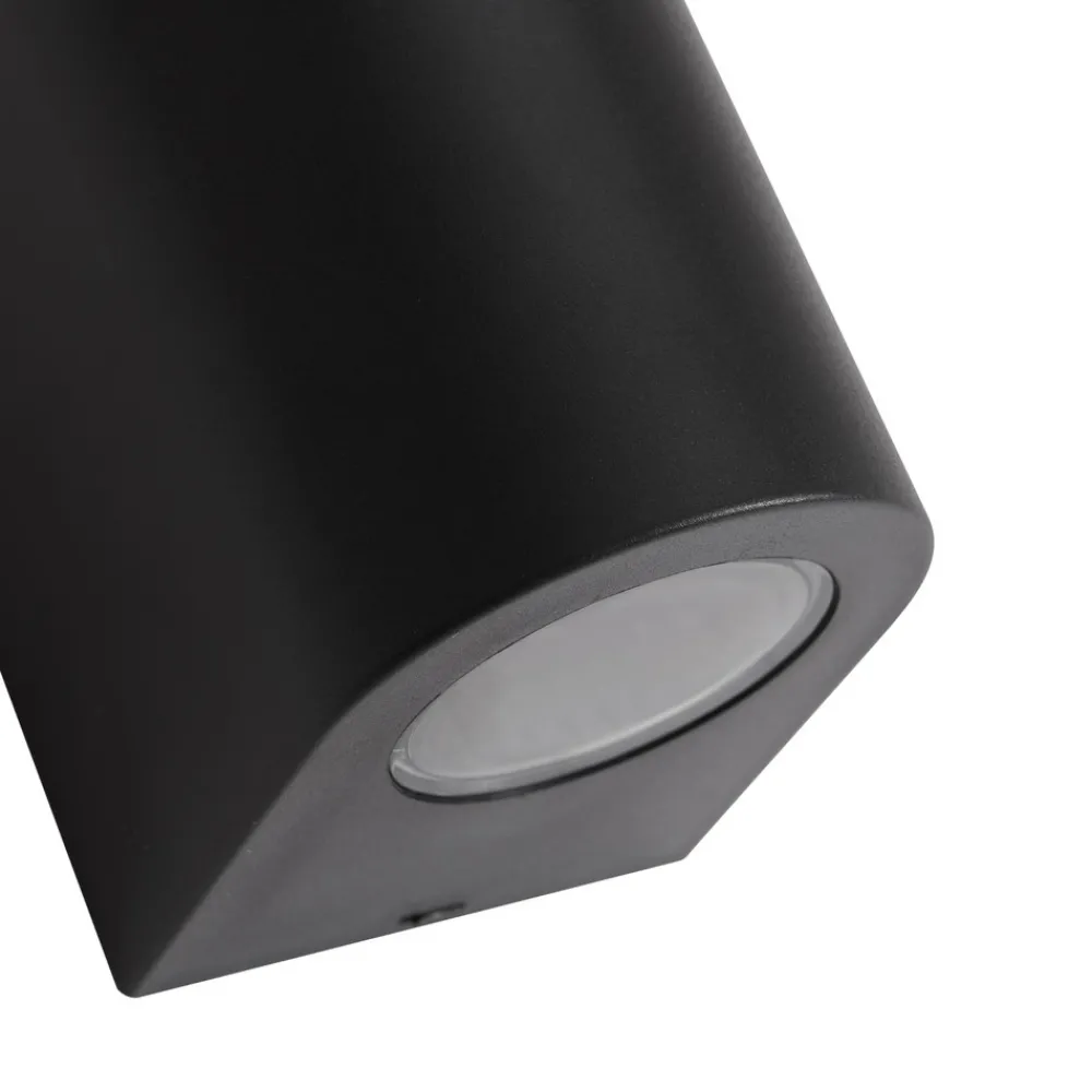 PRIOS utendørs vegglampe Irfan rund svart 10 cm Sale