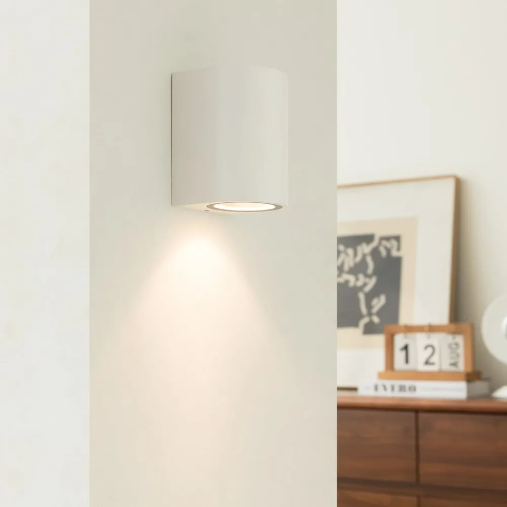 PRIOS utendørs vegglampe Tetje, hvit, rund, 10 cm| Kommersiell Utebelysning|Vegglamper Utendørs