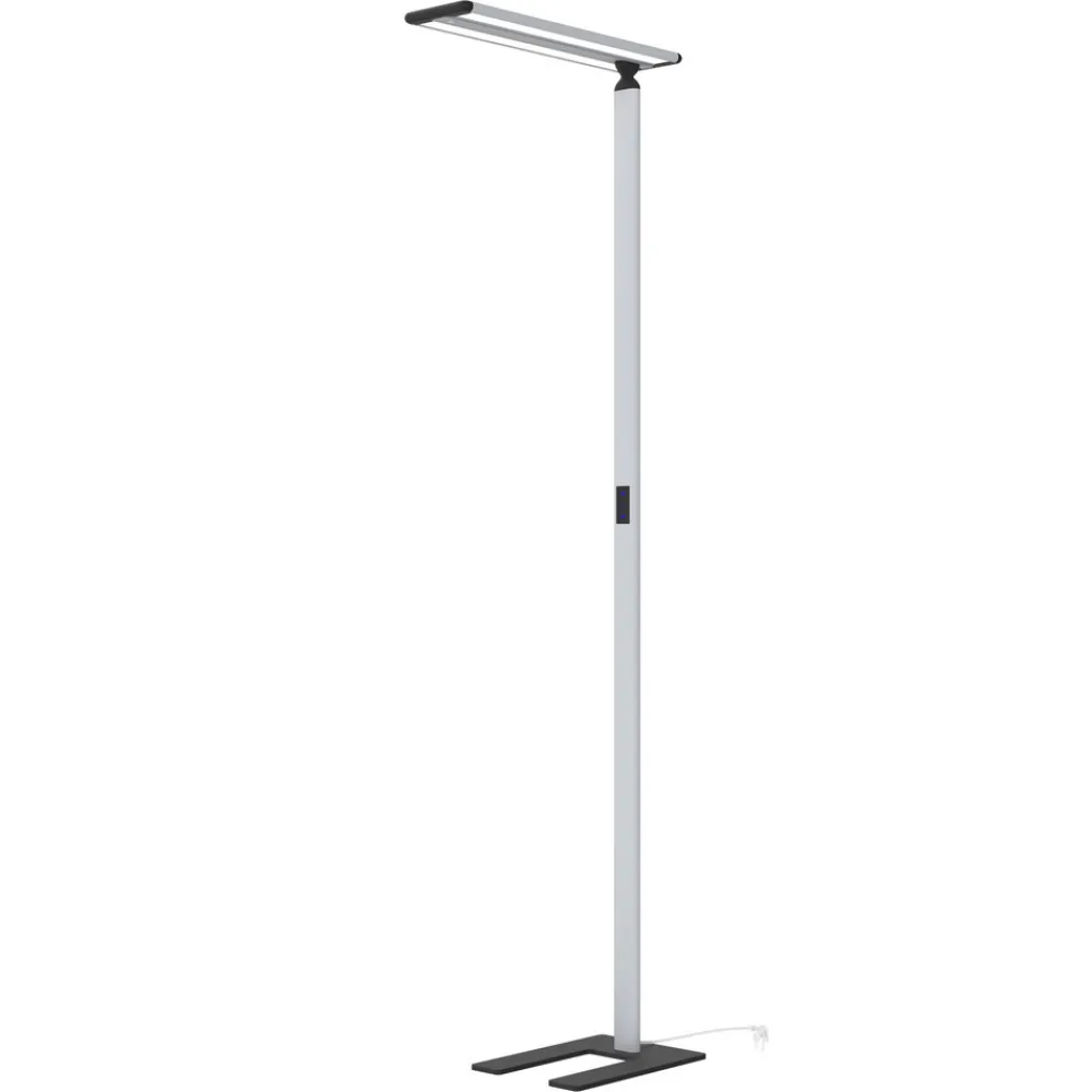 PRIOS Zyair LED-gulvlampe til kontor, sølv 59,7 cm