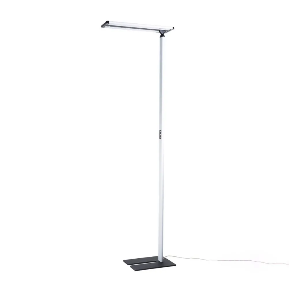 PRIOS Zyair LED-gulvlampe til kontor, sølv 59,7 cm