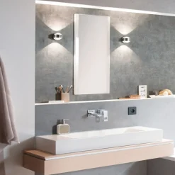 Top Light Puk Mini Vegg LED 2x8W Linser klar, krom Outlet