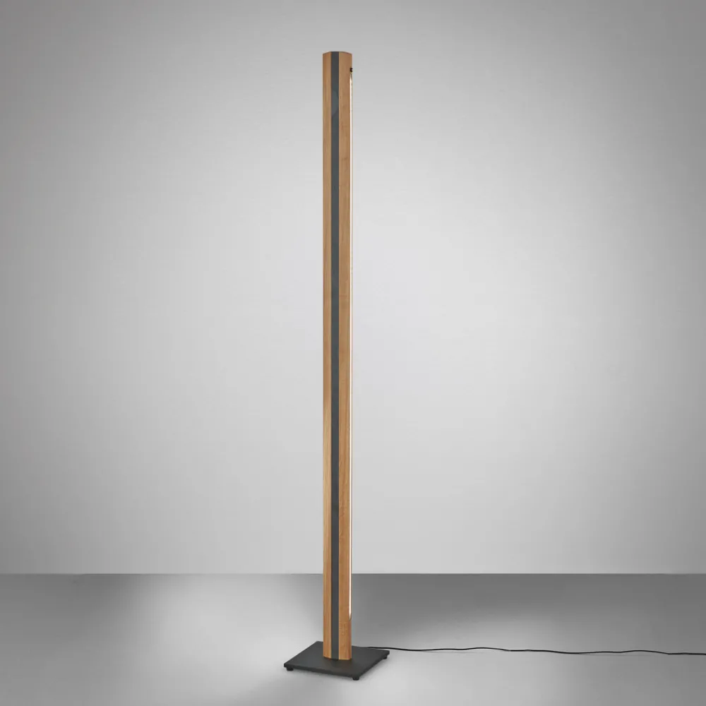 Quitani Elis LED-gulvlampe, eik/svart Discount