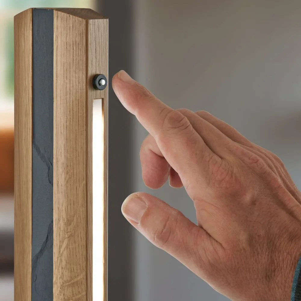 Quitani Elis LED-gulvlampe, eik/svart Discount