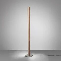 Quitani Elis LED-gulvlampe, valnøtt/nikkel| Gulvlamper