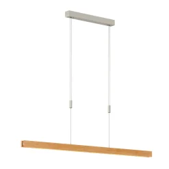 Quitani LED hengelampe Alin, lengde 138 cm, naturlig eik Discount