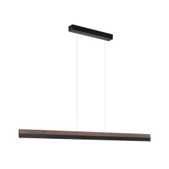 Quitani LED hengelampe Keijo, svart/nøtt, lengde 143 cm