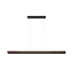 Quitani LED hengelampe Keijo, svart/nøtt, lengde 143 cm