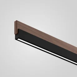 Quitani LED hengelampe Keijo, svart/nøtt, lengde 143 cm