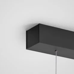 Quitani LED hengelampe Keijo, svart/nøtt, lengde 143 cm