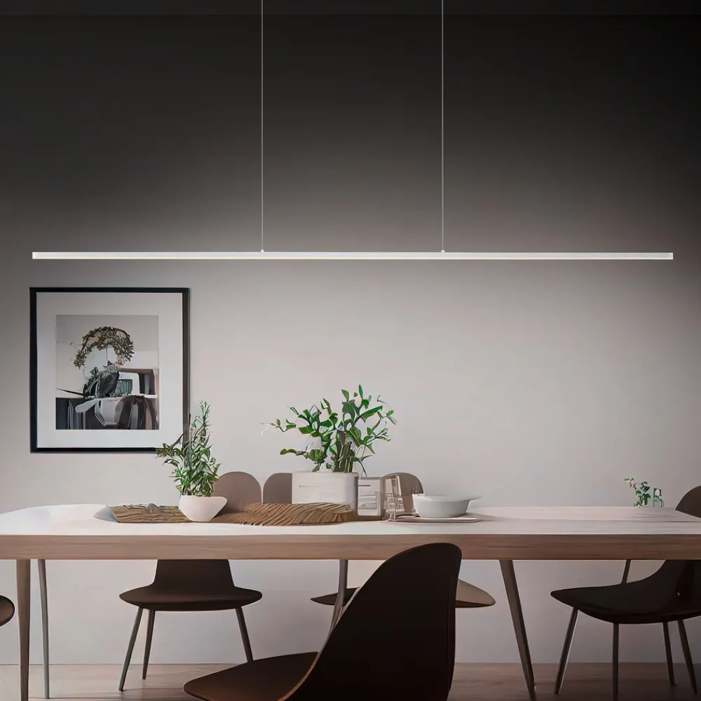 Quitani LED-pendellampe Margita, lengde 148 cm, sølv