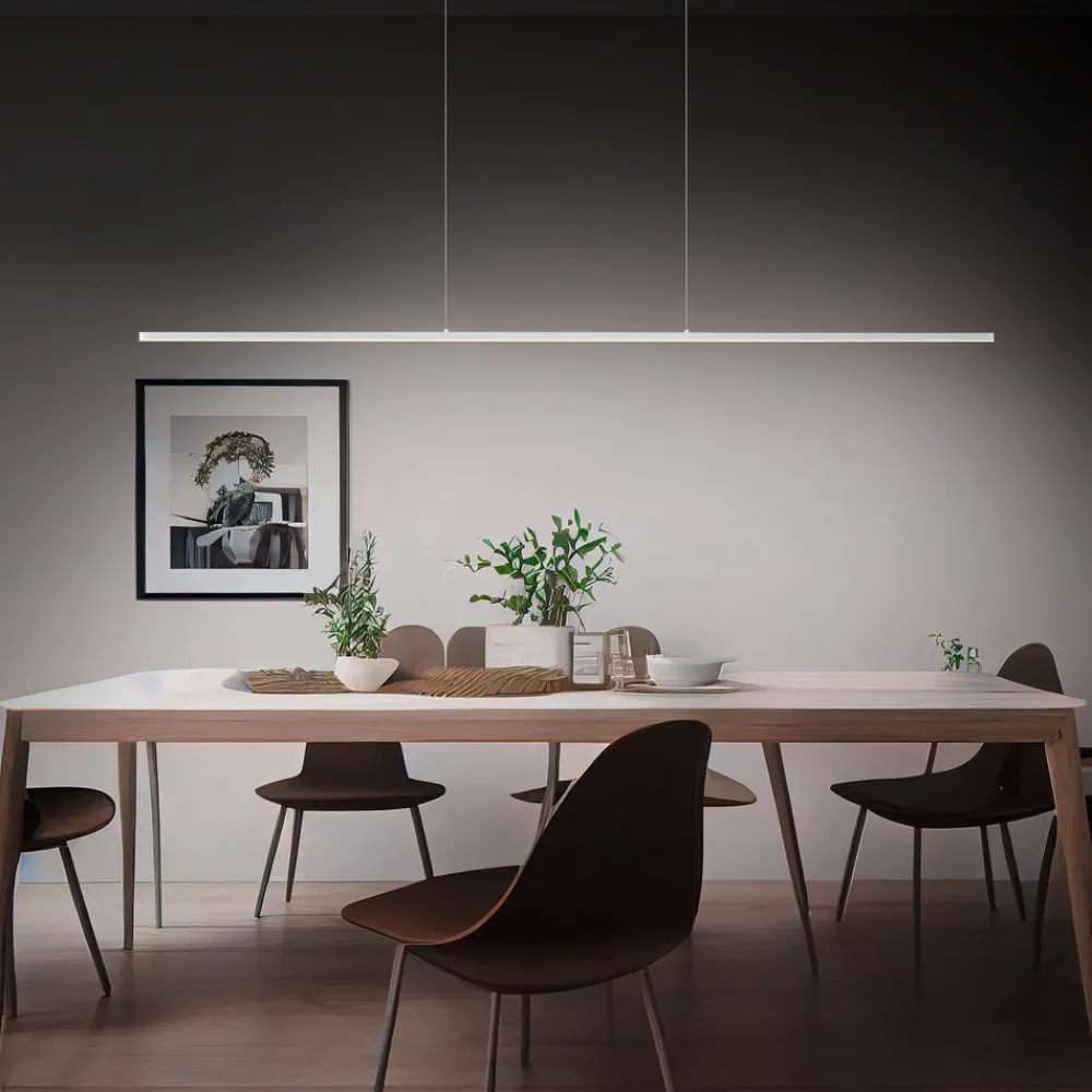 Quitani LED-pendellampe Margita, lengde 148 cm, sølv