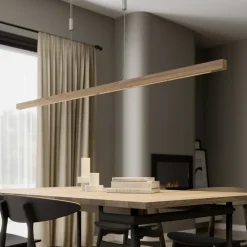 Quitani LED-pendellampe Nora, naturlig eik, lengde 158 cm New