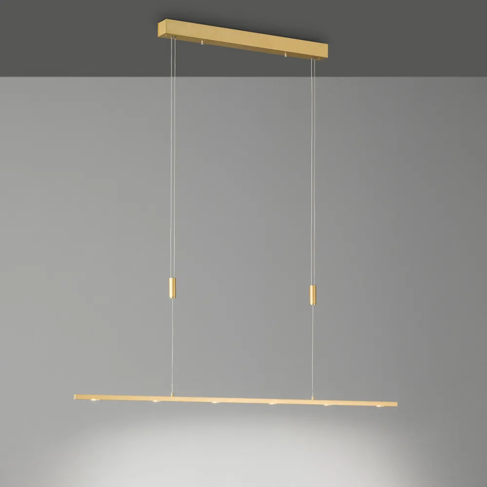 Quitani LED-pendellampe Tolu, lengde 119 cm, messing Best