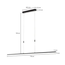 Quitani LED-pendellampe Tolu, sort, lengde 178 cm| Pendellamper