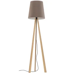 Quitani stativgulvlampe Jata, tre, filt, grå Discount