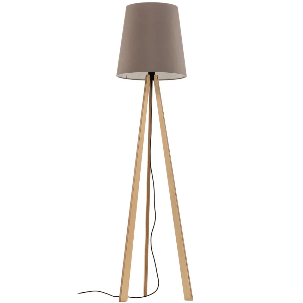 Quitani stativgulvlampe Jata, tre, filt, grå Discount