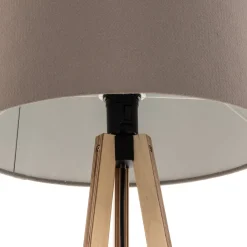 Quitani stativgulvlampe Jata, tre, filt, grå Discount