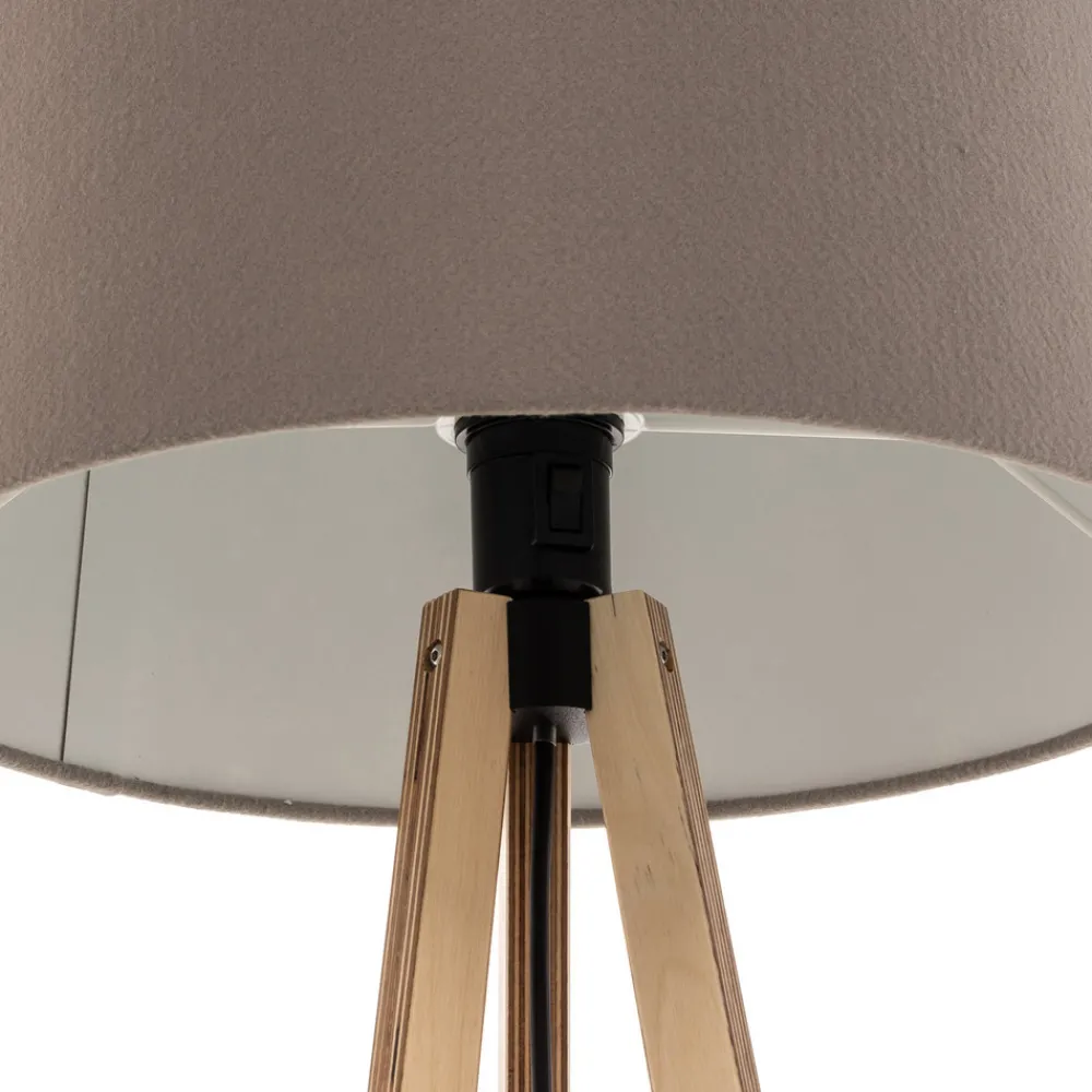 Quitani stativgulvlampe Jata, tre, filt, grå Discount