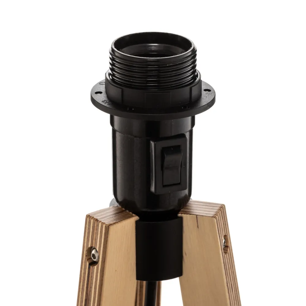 Quitani stativgulvlampe Jata, tre, filt, grå Discount