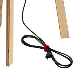 Quitani stativgulvlampe Jata, tre, filt, grå Discount