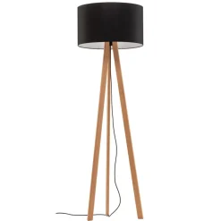 Quitani -gulvlampe Arim, bøk, svart chintz, stativ| Gulvlamper