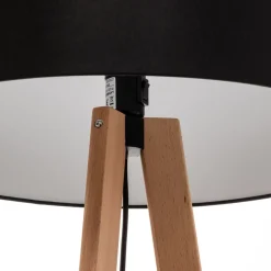 Quitani -gulvlampe Arim, bøk, svart chintz, stativ| Gulvlamper