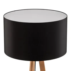 Quitani -gulvlampe Arim, bøk, svart chintz, stativ| Gulvlamper