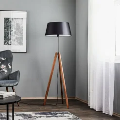 Quitani -gulvlampe Reba, stativ, chintz, svart| Gulvlamper