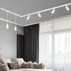 Briloner RAIL 230 V skinnesystem, hvit, 4 spots, 2 pendler, 2,25 m Clearance