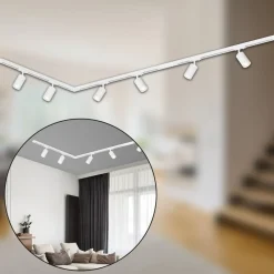 Briloner RAIL 230 V skinnesystem, hvit, 6 spots 2,25 m hjørnekontakt| Skinnesystem