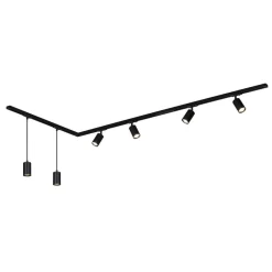 Briloner RAIL 230 V skinnesystem, svart, 4 spots, 2 pendler, 2,25 m| Skinnesystem