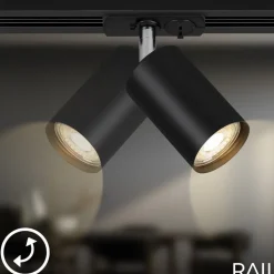 Briloner RAIL 230 V skinnesystem, svart, 4 spots, 2 pendler, 2,25 m| Skinnesystem