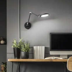 Fabas Luce Regina LED-vegglampe, svart, CCT, dimbar, justerbar| Vegglamper