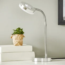Reality Leuchten Rennes LED-bordlampe, kromfarget, høyde 40 cm| Kontorbelysning|Bordlamper