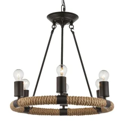 Globo Rund LED-pendellampe Ulleu med hamptau 6 lyskilder Hot