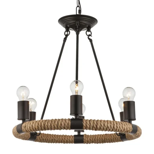Globo Rund LED-pendellampe Ulleu med hamptau 6 lyskilder Hot