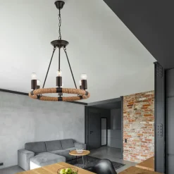 Globo Rund LED-pendellampe Ulleu med hamptau 6 lyskilder Hot