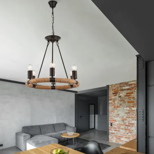Globo Rund LED-pendellampe Ulleu med hamptau 6 lyskilder Hot