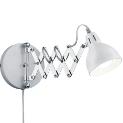 Reality Leuchten Sakse-vegglampe, hvit, metall, støpsel, trekkspill
