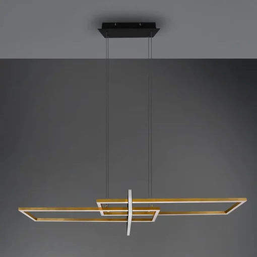 Trio Lighting Salinas hengelampe, messingfarget, metall, 110 cm lang| Pendellamper