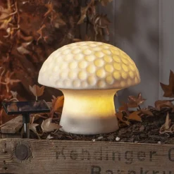 STAR TRADING Sandy LED-solcellelampe, 16 cm, hvit, plast, soppform| Julebelysning