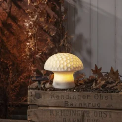 STAR TRADING Sandy LED-solcellelampe, 16 cm, hvit, plast, soppform| Julebelysning