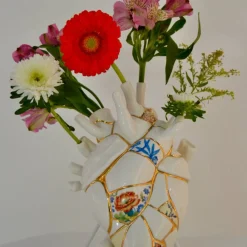 SELETTI Love in Bloom Kintsugi-vase, fargerik, porselen, gull Best
