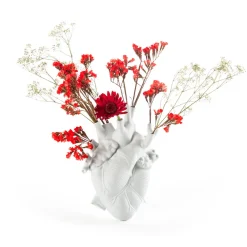 SELETTI Love in Bloom vase, hvit, hjerteformet, porselen Hot