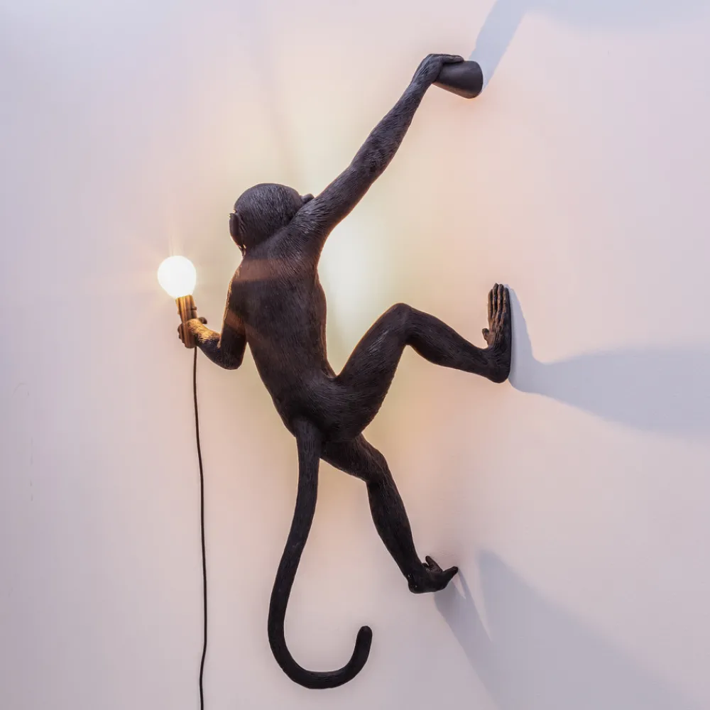 SELETTI Monkey Lamp dekorativ vegglampe høyre svart Online